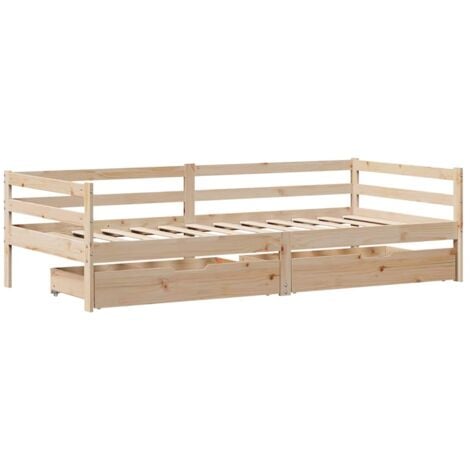 Daybed with Drawers without Mattress 90x200 cm Solid Wood vidaXL