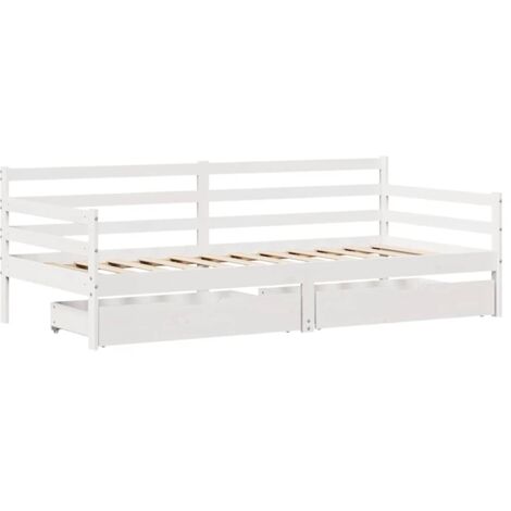 Daybed with Drawers without Mattress 90x200 cm Solid Wood vidaXL