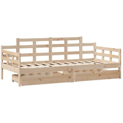 Daybed with Drawers without Mattress 90x190 cm Single Solid Wood vidaXL