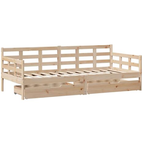 Daybed with Drawers without Mattress 90x190 cm Single Solid Wood vidaXL