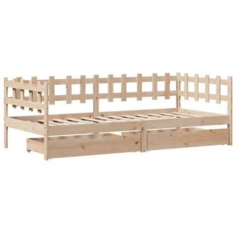 Daybed with Drawers without Mattress 90x200 cm Solid Wood vidaXL