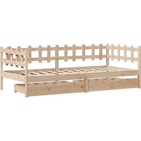 Daybed with Drawers without Mattress 90x200 cm Solid Wood vidaXL