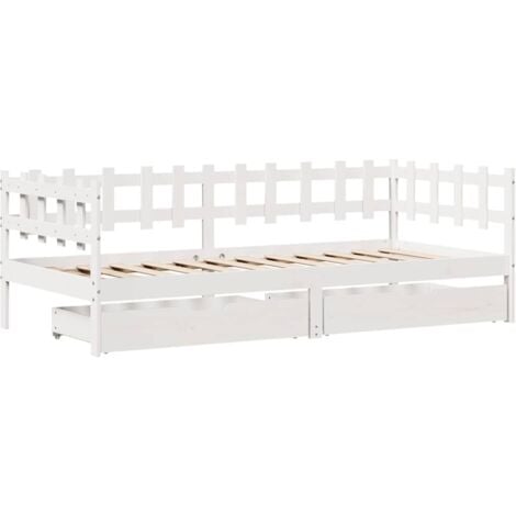 Daybed with Drawers without Mattress White 90x200 cm Solid Wood vidaXL