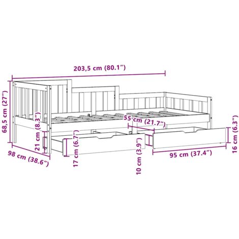 Daybed with Drawers without Mattress 90x190 cm Single Solid Wood vidaXL