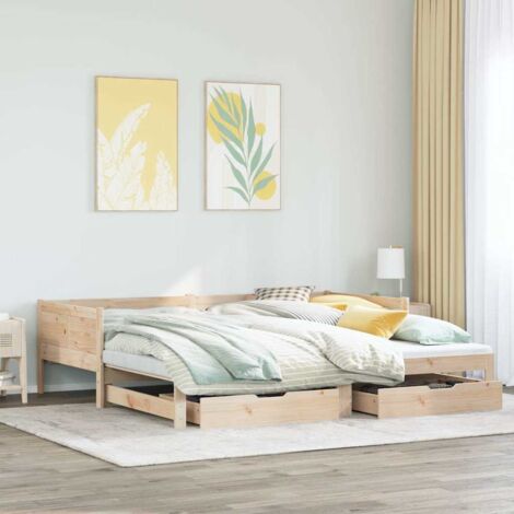 Daybed with Trundle and Drawers without Mattress 80x200 cm vidaXL