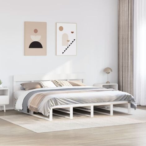 Bed Frame without Mattress White 180x200 cm Super King Solid Wood Pine vidaXL (1/5)