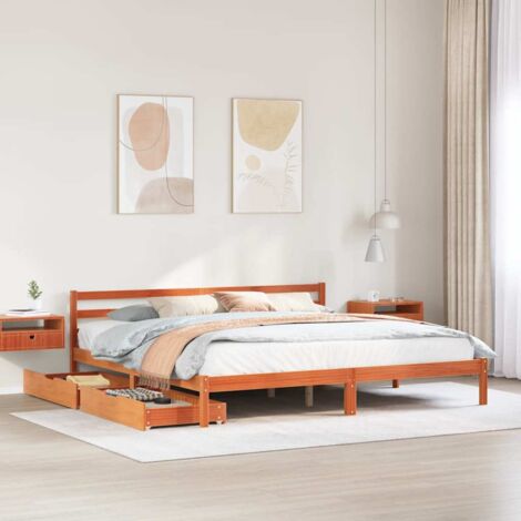 Bed Frame without Mattress Wax Brown 200x200 cm Solid Wood Pine vidaXL
