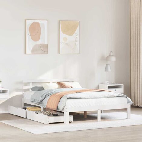 Bed Frame with Drawers without Mattress White 120x190 cm Small Double vidaXL