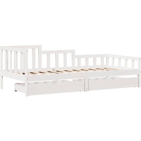 Daybed with Drawers without Mattress White 80x200 cm Solid Wood vidaXL