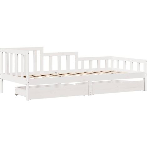 Daybed with Drawers without Mattress White 80x200 cm Solid Wood vidaXL