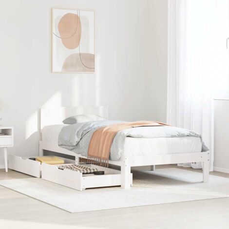 Bed Frame with Drawers without Mattress White 90x200 cm vidaXL (1/5)