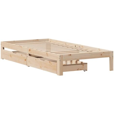 Bed Frame with Drawers without Mattress 75x190 cm Small Single vidaXL