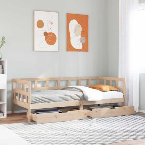 Daybed with Drawers without Mattress 90x200 cm Solid Wood vidaXL
