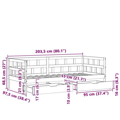 Daybed with Drawers without Mattress 90x200 cm Solid Wood vidaXL