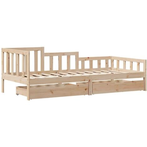 Daybed with Drawers without Mattress 80x200 cm Solid Wood vidaXL