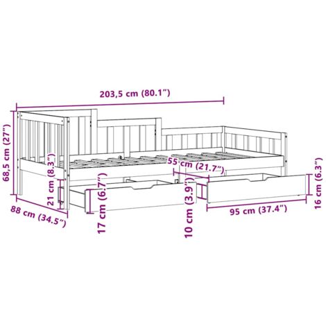 Daybed with Drawers without Mattress 80x200 cm Solid Wood vidaXL