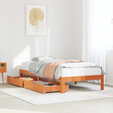 Bed Frame with Drawers without Mattress Wax Brown 100x200 cm vidaXL