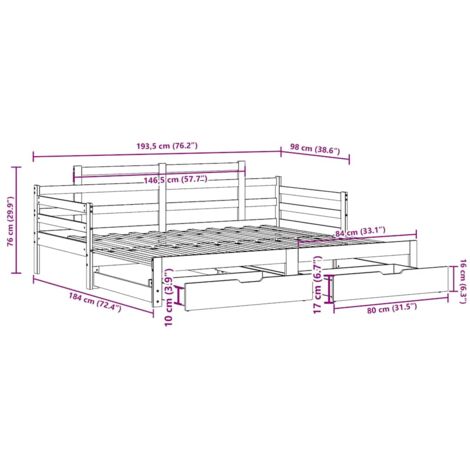 Daybed with Trundle and Drawers without Mattress White 90x190 cm Single vidaXL