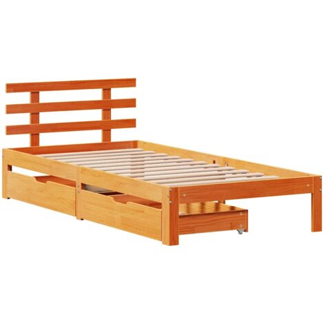 Bed Frame with Drawers without Mattress Wax Brown 75x190 cm Small Single vidaXL