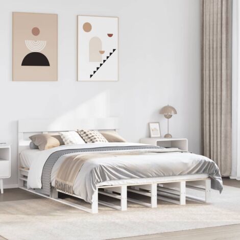 Bed Frame without Mattress White 140x190 cm Solid Wood Pine vidaXL (1/5)