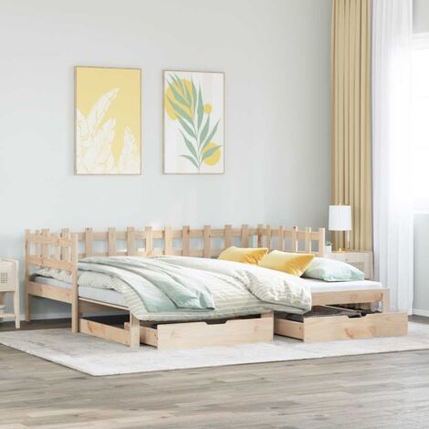 Daybed with Trundle and Drawers without Mattress 90x200 cm vidaXL