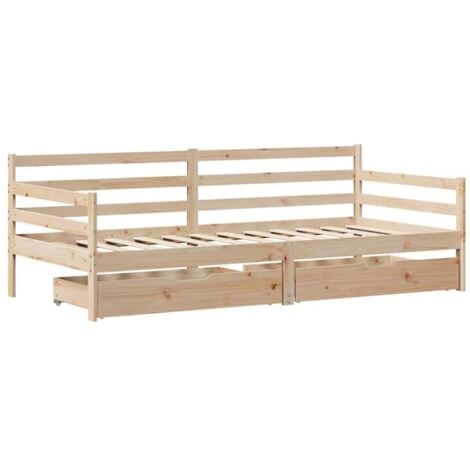 Daybed with Drawers without Mattress 90x200 cm Solid Wood vidaXL