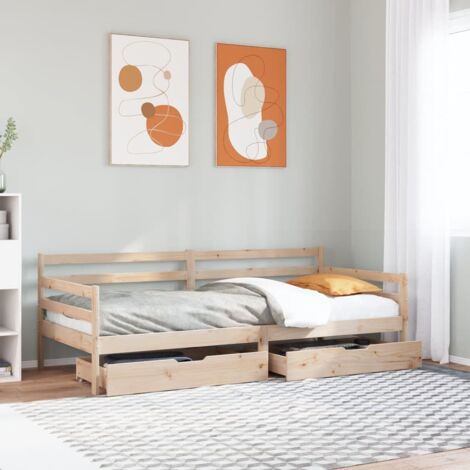 Daybed with Drawers without Mattress 90x200 cm Solid Wood vidaXL