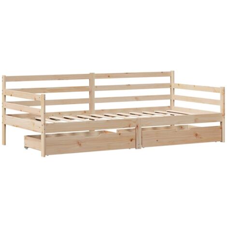 Daybed with Drawers without Mattress 90x200 cm Solid Wood vidaXL