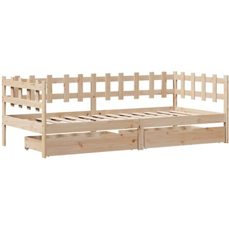 Daybed with Drawers without Mattress 90x190 cm Single Solid Wood vidaXL
