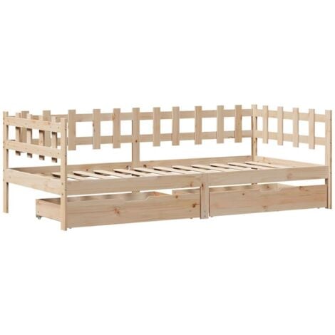Daybed with Drawers without Mattress 90x200 cm Solid Wood vidaXL
