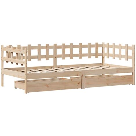 Daybed with Drawers without Mattress 90x200 cm Solid Wood vidaXL