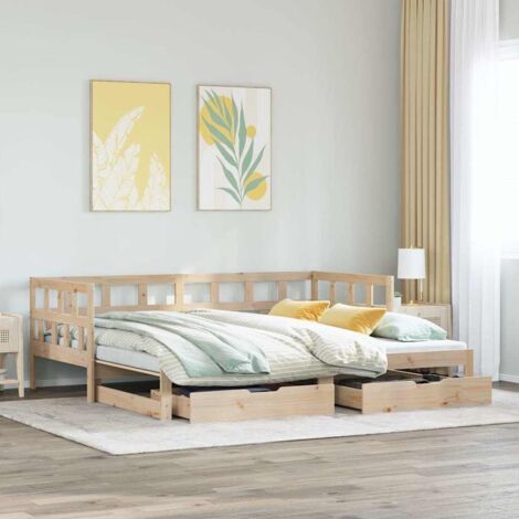 Daybed with Trundle and Drawers without Mattress 80x200 cm vidaXL