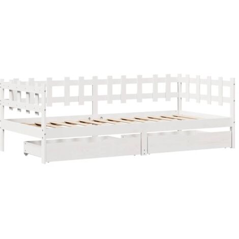 Daybed with Drawers without Mattress White 80x200 cm Solid Wood vidaXL