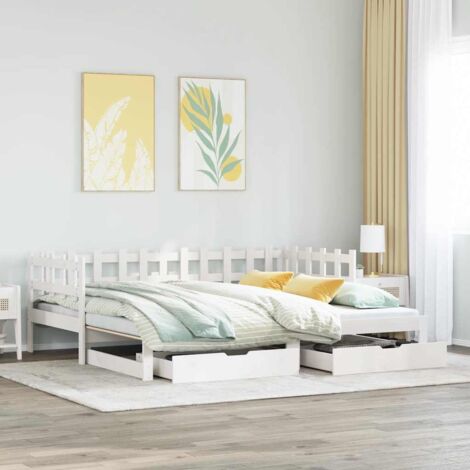 Daybed with Trundle and Drawers without Mattress White 80x200 cm vidaXL (1/5)