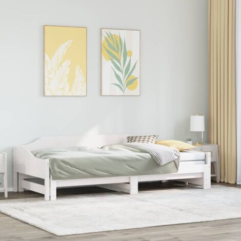 Daybed with Trundle without Mattress White 90x190 cm Single Solid Wood vidaXL