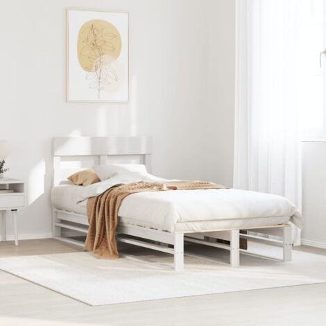 Bed Frame without Mattress White 90x200 cm Solid Wood Pine vidaXL (1/5)