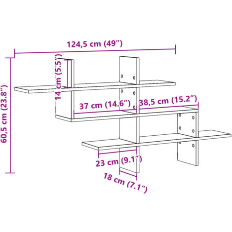Wall Shelf White 124.5x18x60.5 cm Engineered Wood vidaXL