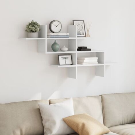 Wall Shelf White 124.5x18x60.5 cm Engineered Wood vidaXL