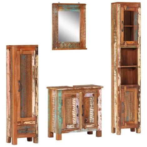 4 Piece Bathroom Furniture Set Solid Wood Reclaimed vidaXL
