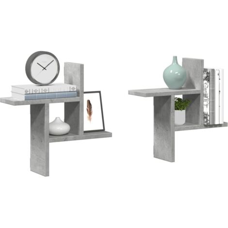 Wall Shelves 2 pcs Concrete Grey 38x12x38 cm Engineered Wood vidaXL (1/5)