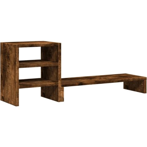 Monitor Stand with Desk Organiser Smoked Oak Engineered Wood vidaXL
