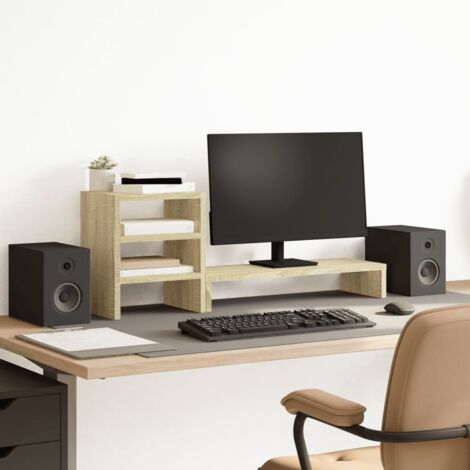 Monitor Stand with Desk Organiser Sonoma Oak Engineered Wood vidaXL