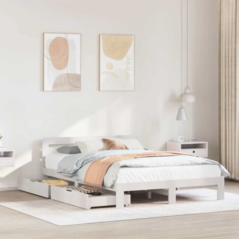 Bed Frame without Mattress White 160x200 cm Solid Wood Pine vidaXL (1/5)