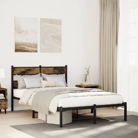 Metal Bed Frame without Mattress Smoked Oak 120x200 cm vidaXL (1/5)