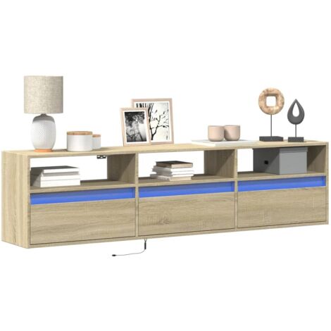 TV Wall Cabinet with LED Sonoma Oak 180x31x45 cm vidaXL (1/5)