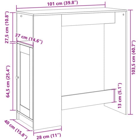 Bar Table with Racks Sonoma Oak 101x40x103.5 cm Engineered Wood vidaXL
