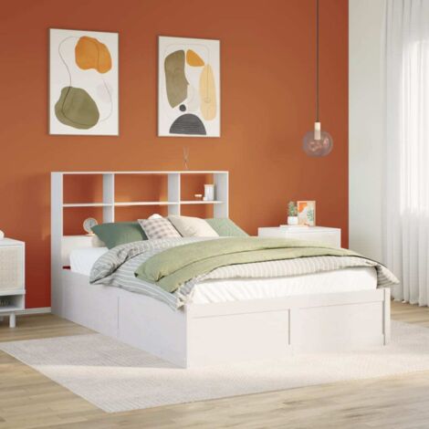 Bed Frame without Mattress White 140x200 cm Solid Wood Pine vidaXL (1/5)