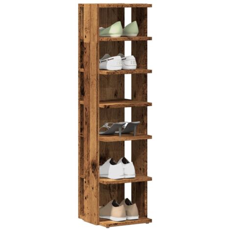 Shoe Cabinets 2 pcs Old Wood 28x27x102 cm Engineered Wood vidaXL