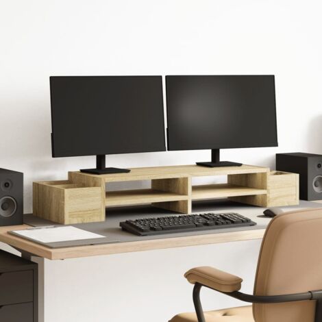 Monitor Stand with Storage Sonoma Oak 100x27x15 cm Engineered Wood vidaXL