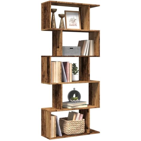 Room Divider Bookcase 5-Tier Old Wood 70x24x161 cm Engineered Wood vidaXL